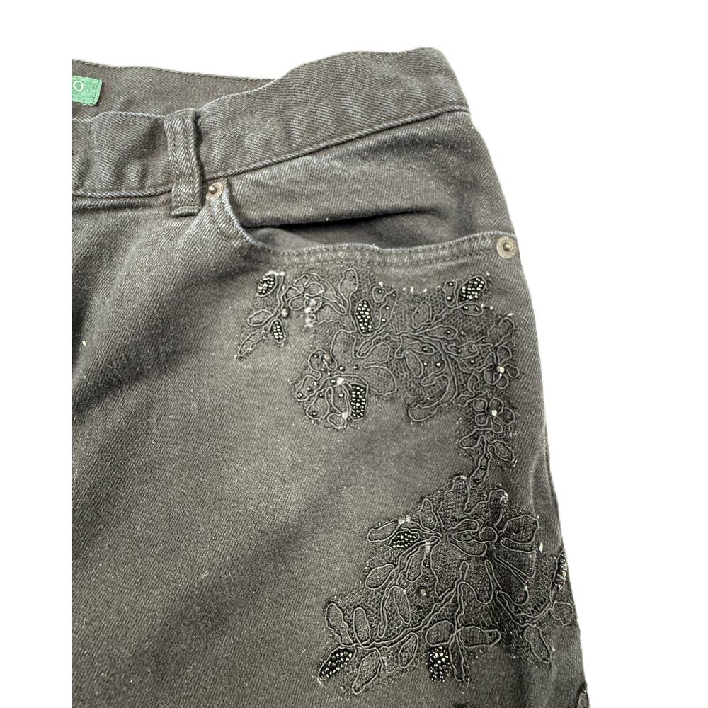 90s Vintage Ralph Lauren Black Bootcut Jeans Lace Detailing Sz 12 cotton - Picture 7 of 13